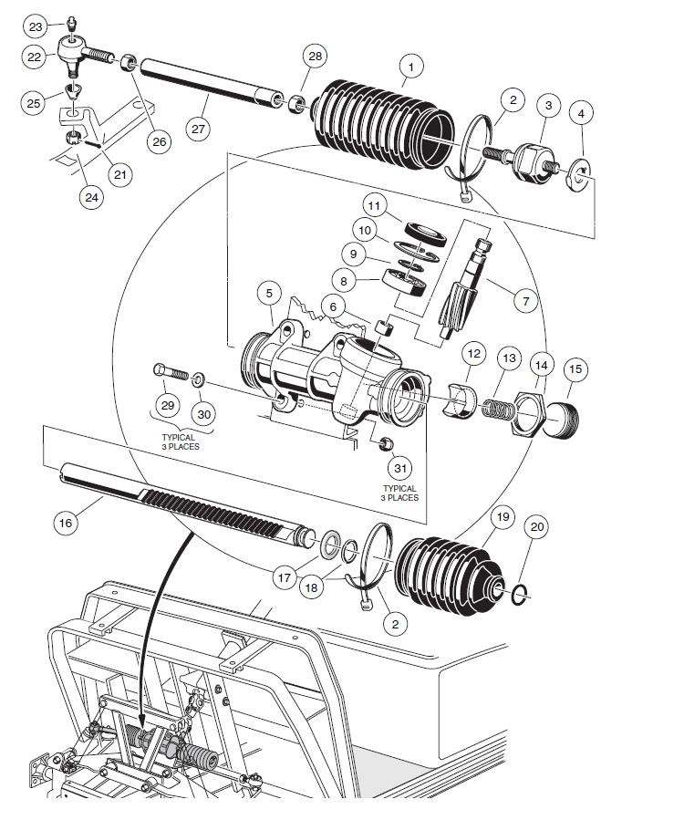 Golf cart accessories DS/IQ tie rod head 7539 right ball head orthodontic