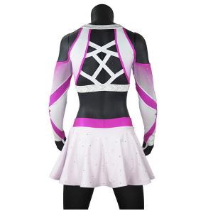 China Soft Competition Cheer Uniforms , Womens Pink Cheerleader Costume Quick Dry factory