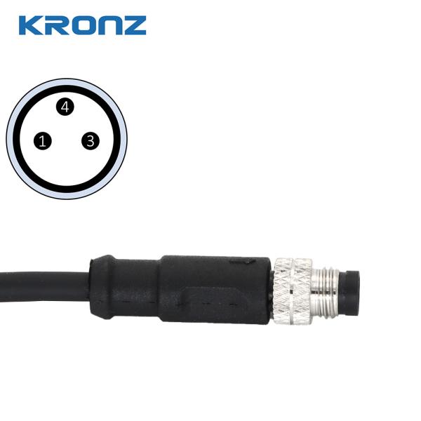 M8 Male A Coded Connector With PVC Unshielded Cable 5 Meter 3 Pin Male IEC 61076