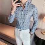 Breathable Black Long Sleeve Regular Fit 100% Cotton Slim Fit Mens Floral Print