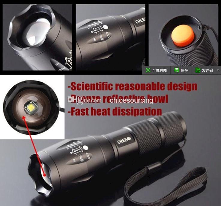 Dry Batteries Powered E17 CREE XM-L T6 2000Lumens Zoomable CREE LED Flashlight Torch