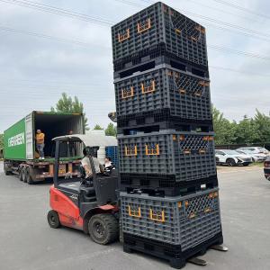 HDPE Solid Plastic Box Packaging Plastic Pallet Bulk Container With Wheel Heavy