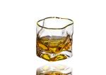 Golden Rim Hand Blown 95mm 7 Oz Twist Whiskey Glasses Irregular Shape, Lead Free