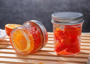 China 100ml 200ml 300ml clear glass jam jars glass mason jar with screw metal lids factory