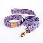 Custom Printed Harness Leash Set Pu Leather Dog Collar Leash Set