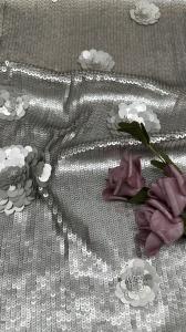 China Luxary Sequin Embroidery Fabric Shining Lace 100% Polyester Evening Occasion Fabric factory