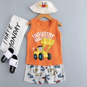 China Breathable Cartoon Printed Nightwear / Pyjamas Age 10 With Bulldozer Pattern factory