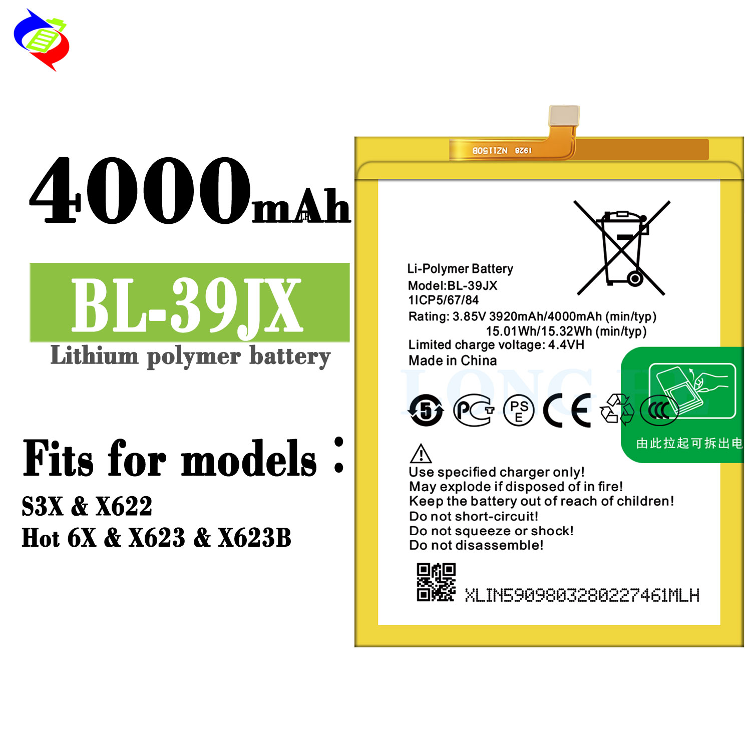 4000mAh BL-39JX Battery for Infinix X623 Hot 6x Mobile Phone and Durable Power Source