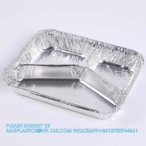 3 Compartment Aluminium Foil Food Container With Clear Dome Lid Custom Alu Foil