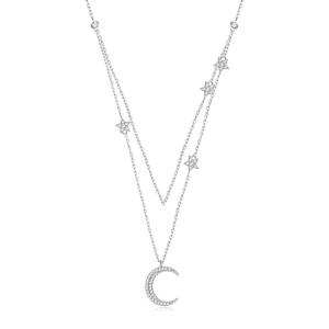 China 18in 2.9g Sterling Silver Necklace Chains AAAAA CZ Double Chain Necklace ODM factory