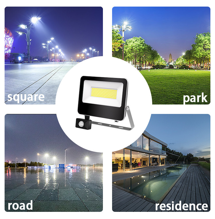 Security Spotlight IP65 Waterproof Hot Sale Led Flood Light Aluminum Housing With Motion Sensor For Garden Street Wall