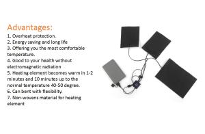 China 2200mAh Lithium Polymer Battery Heated Pad 5V 1.85A 9.5W factory