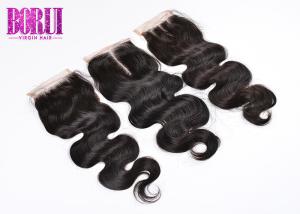 China Brazilian Human Hair Body Wave , Brazilian Lace Closure Natural Color Soft factory