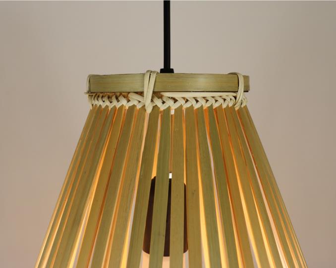 3500K Retro Bamboo Woven Pendant Light For Indoor Living Room