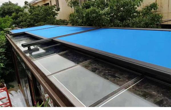 WaterProof SunProof Retractable Roof Awning Steel Transparent External Conservatory Awnings