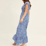 Sweet Style Floral Casual Dress Ruffle Sleeve Custom For Ladies