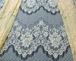 Decorative Eyelash Nylon Lace Fabric Scalloped Yellow Polyamide for Night Dress