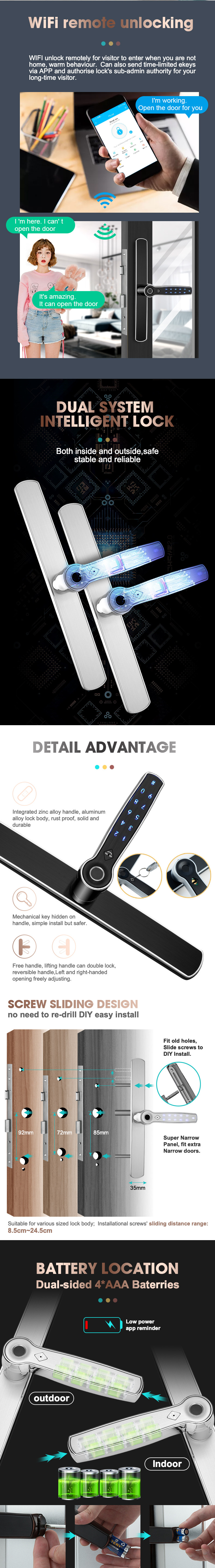 Double Sided Fingerprint Bluetooth Wifi Electric Office Biometric Locks