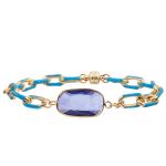 Magnetic Buckle Painting Oil PaperClip Chain Link Bracelet With Faceted Crystal