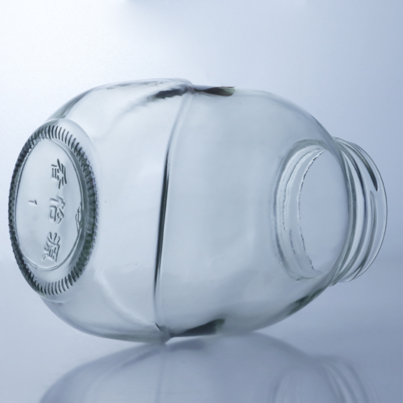 Clear Round Glass Jar for Decal Surface Handling in Food Grade Production Solution