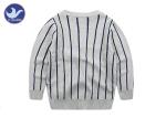 Vertical Stripes Grey Navy Boys Knitted Cardigan Sweaters / Double Layer Kids