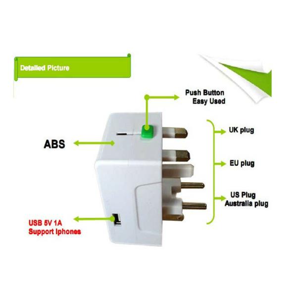 China Multi Plug travel adaptor with USB 5V 1A charger factory