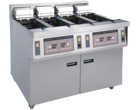 Stainless Commercial Kitchen Equipments / 4x13L Four - Cylider Deep Fryer With