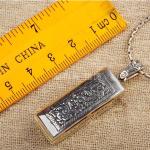 Retro Mens Sterling Silver Necklace with Mouth Organ Pendant and Wheat Chain