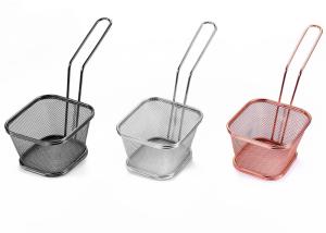 China Customized 316 Stainless Steel Wire Mesh Baskets / Square Fry Basket factory