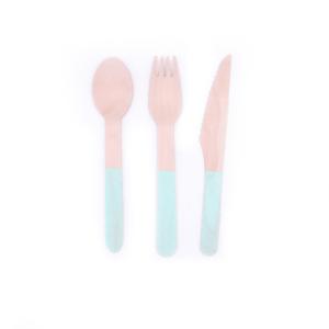 China Biodegradable 160mm Dip Mint Dyed Disposbale Cutlery Set For Dinner Wedding factory