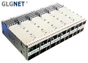 China Copper Alloy QSFP28 Cage Connector 2x6 Multiple Port Outer Light Pipe Press Fit Mounting factory