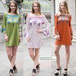 sexy printed flower short dress for women in long flounce sleeve with off the