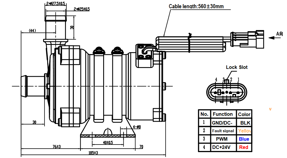 24VDC 240W coolant pump for electric truck thermal management BLDC EWP with PWM control 2400L/H 17M lift head