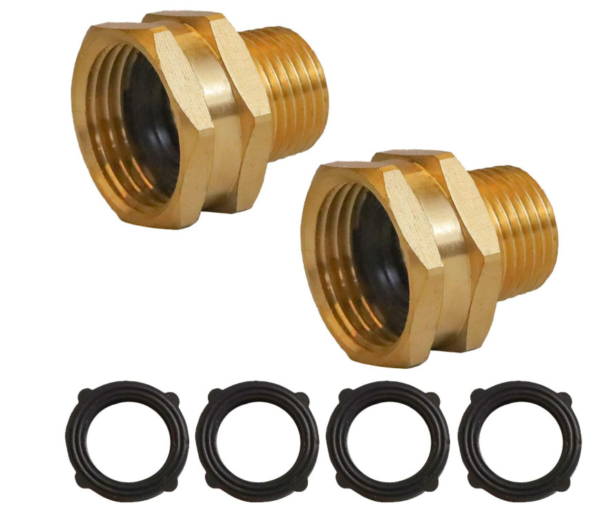 GHT To NPT Brass Tap Connector , 3/4" Female To 1/2" Male Garden Hose Adapter
