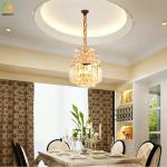 Modern K9 Crystal Pendant Light LED Gold Round Hanging Ceiling Light