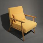 Home Furniture W66*D77*H87CM Solid Wood Fabric Wooden Sofa Chair Modern Design