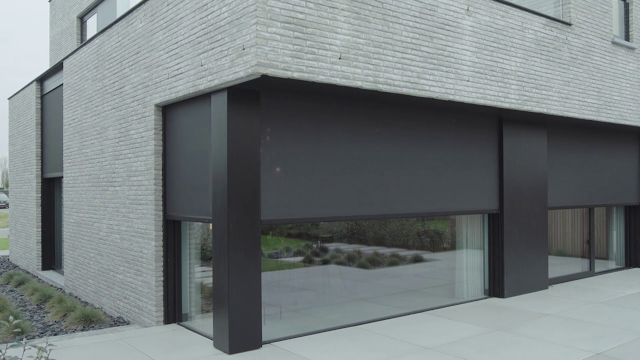 Motorized Heat Gain Waterproof Outdoor Roller Blinds UV Coating