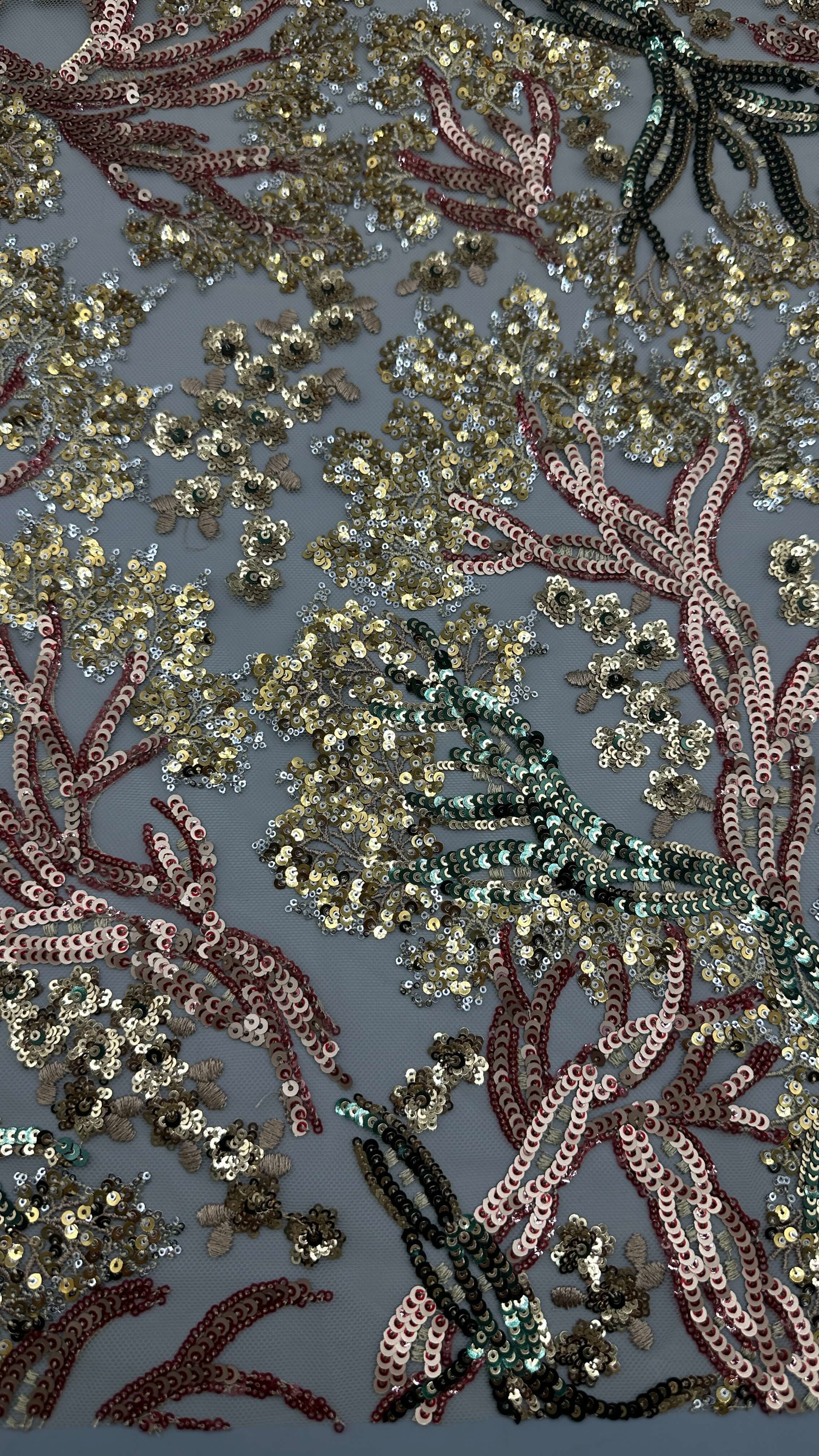 Leafy Sequin Embroidery Lace Fabric Durable and Elegant Luxary Fabric Wedding Party Occasions Sequin Embroidery Fabric