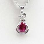 Sterling Silver 7X9mm Oval aRuby Cubic Zirconia Pendant Jewelry (P16)