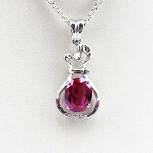 China Sterling Silver 7X9mm Oval aRuby Cubic Zirconia Pendant Jewelry (P16) factory