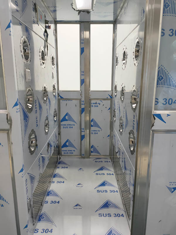 Two Person Stainless Steel Air Shower With Auto Double Leaf Sliding Doors