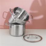Double layer food kitchen pot spaghetti cooking pot with glass lid steamed grid