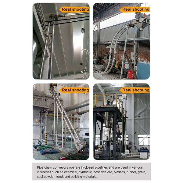 Custom-made fully enclosed pipeline chain conveyor industrial tubular conveyor, suitable for cement, flour, and ash plant manufacturers.