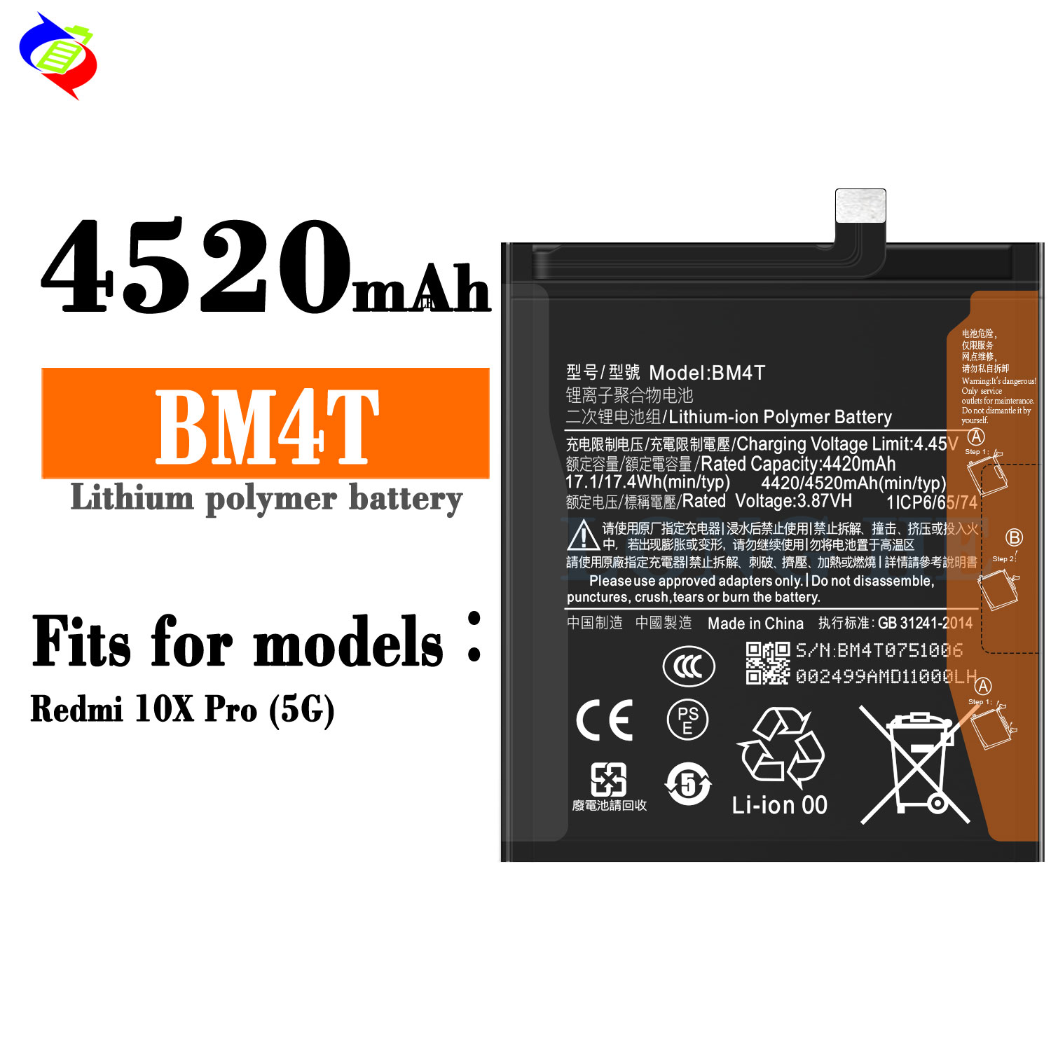 LongHeHui BM4T Battery for Xiaomi 10XPro Dual IC Protection and Long-Lasting Performance