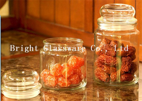 China clear glass jar with lid in Storage Bottles & Jars factory