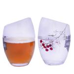 Angled Top 10oz Handmade Whiskey Glass With Color Logo Print