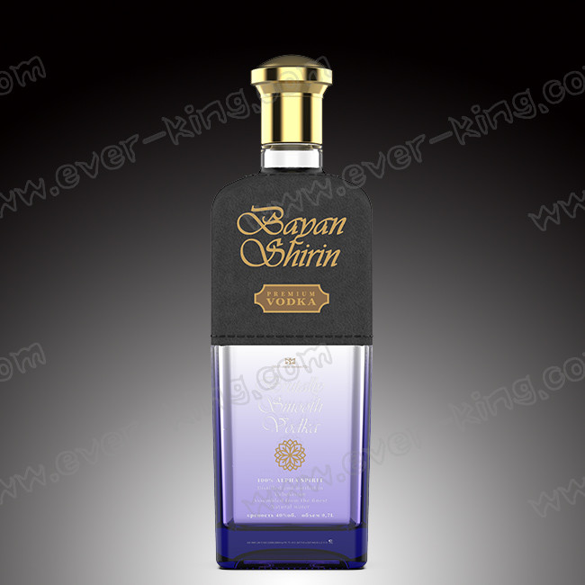 Color Spraying Leather Liquor Glass Bottle Customized 700ml