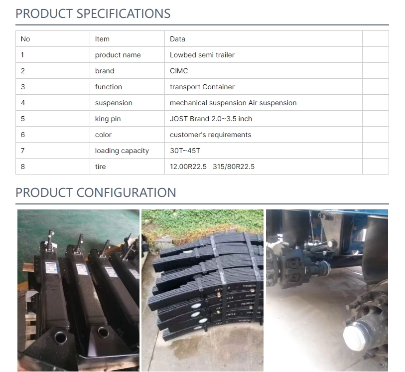 Customizable Steel Three- And Four-Axis CIMC Lowbed Semi-Trailer Truck Trailers