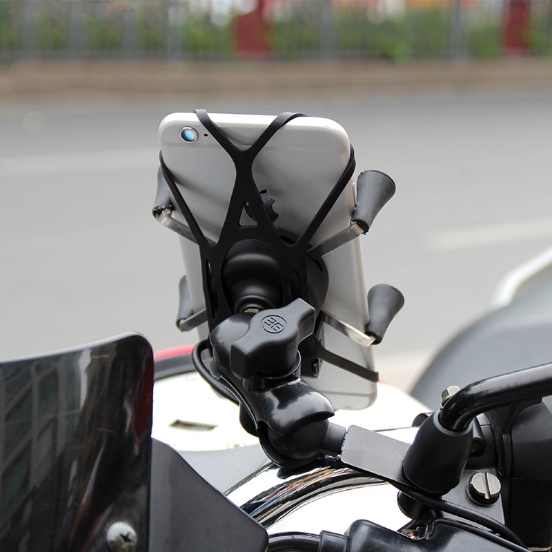 360Degree 2A Iphone 8 Plus Motorcycle Mount X Shape 90cm Cable