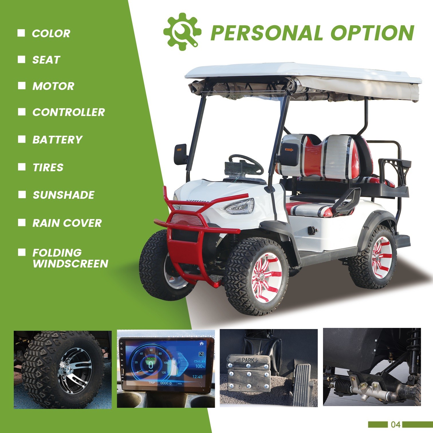 OEM 30mph Low Speed Vehicle Golf Cart 4 Passenger LSV CE Certificated